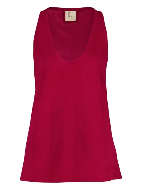 PAULA scoop-neck leather tank top Red SERENAS