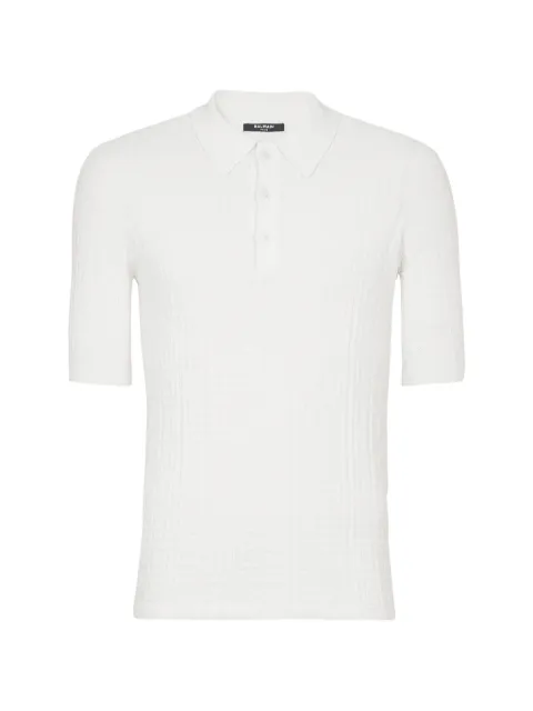 Balmain PB Labyrinth knit polo shirt White FH1GB067KI63