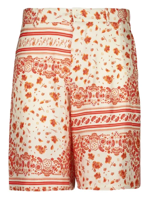 FENDI bandana-print silk shorts White FB1014AUVQ