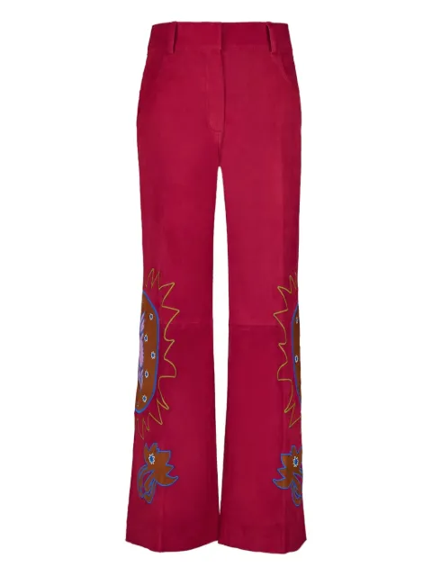 PAULA Alice embroidered flared trousers Red ALICEE