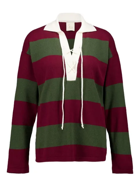 PAULA striped knitted polo shirt Red TRILIUM