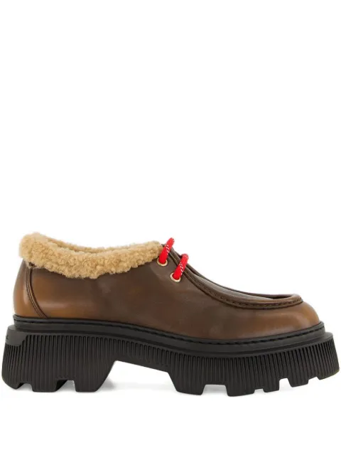 Santoni leather derby shoes Brown WUCW71765NERTYOEC50