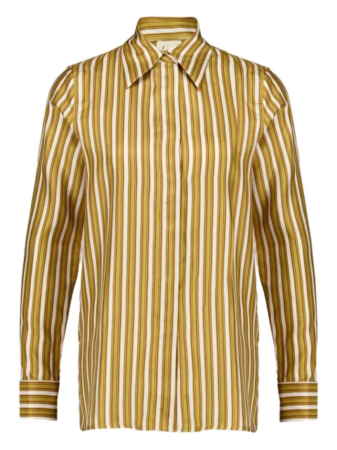 PAULA striped silk twill shirt Yellow PETRA