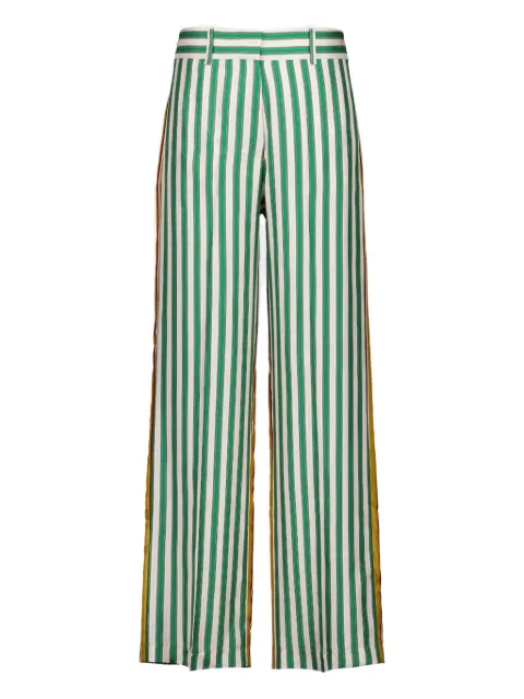 PAULA striped silk twill trousers Green SONIAC