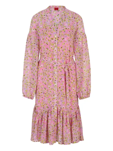 BOSS floral-print belted midi dress Pink 50509165978