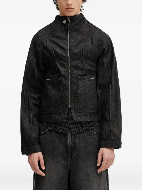 Ader Error zip-fastening pleated denim jacket Black BO01SSJK0108BK