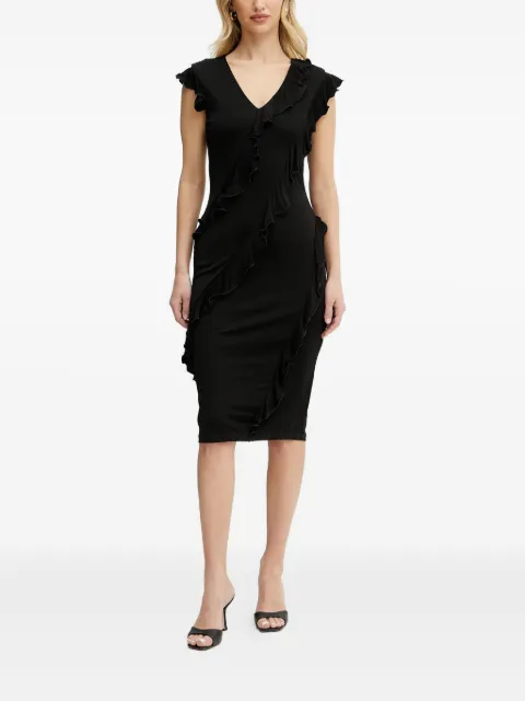 Karl Lagerfeld ruffle-detail midi dress Black A2W13037999