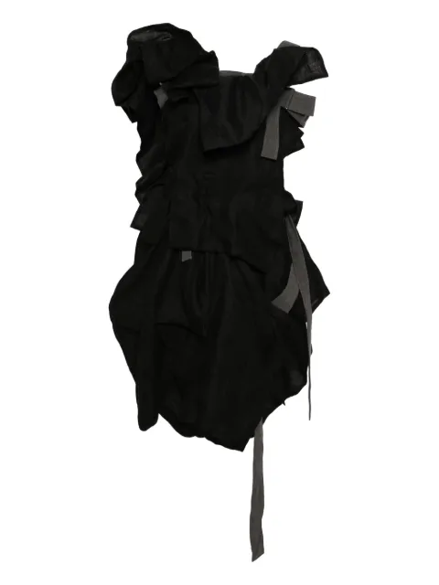 Yohji Yamamoto linen draped dress Black FPD09836