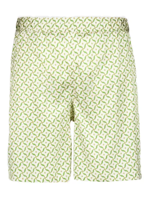Frescobol Carioca lotus print silk shorts Green 2662881