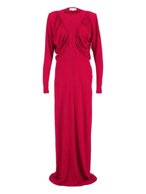 Stella McCartney draped long-sleeve gown Red 6A05463GU301