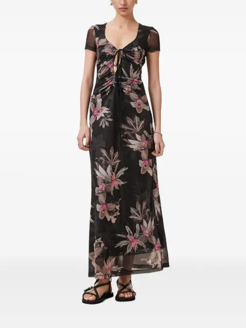 AllSaints Gabby floral-print drawstring dress Black W237DC