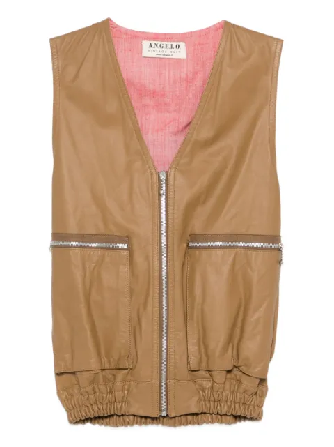 A.N.G.E.L.O. Vintage Cult 1980s leather zip-pockets vest Brown AN380DF
