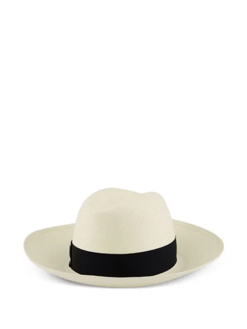 Borsalino Claudette grosgrain-ribbon-detail hat White 231979