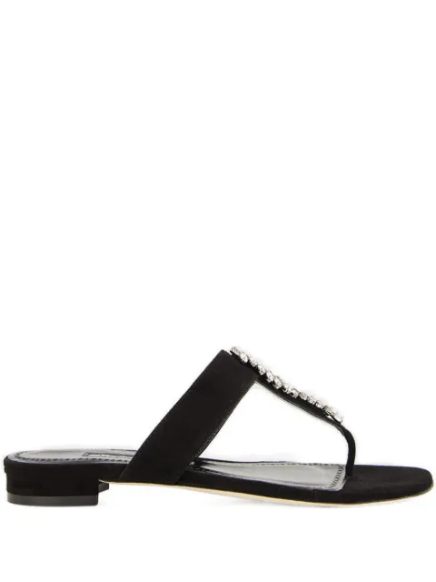 Manolo Blahnik crystal-embellished flat sandals Black 2251845