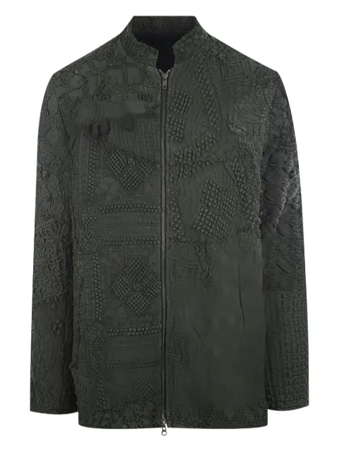 By Walid crochet-textured zip-front coat Blue 1500324MGREEN