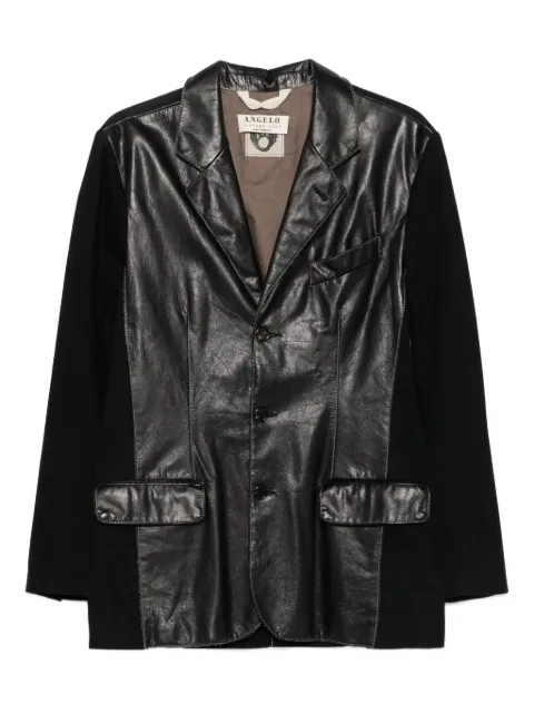 A.N.G.E.L.O. Vintage Cult 2000s leather-panel blazer Black AN380DA
