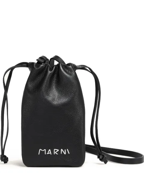 Marni drawstring leather wallet Black TEMI0022U0P6533