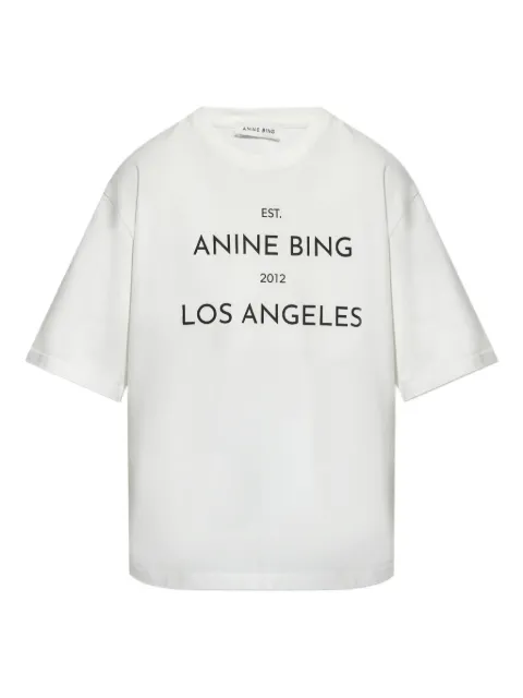ANINE BING logo-print T-shirt Neutrals A0811037