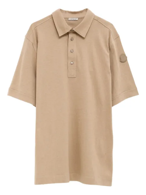 Moncler logo-patch button polo shirt Neutrals 8A0000889B4P
