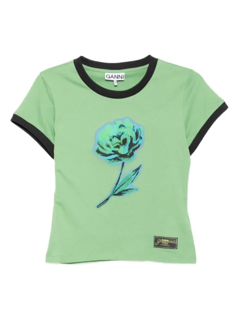GANNI graphic-print T-shirt Green T4227368