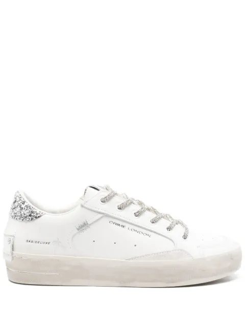 Crime London glitter embellished lace-up sneakers White 29111PP8