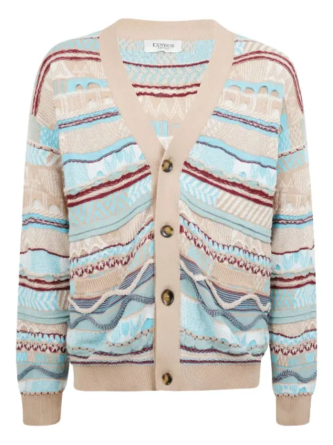 Laneus patterned-jacquard cardigan Blue S5LAMACA042