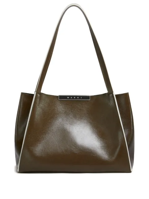 Marni leather Cresta E/W small tote bag Brown SHMP0152U0P8533