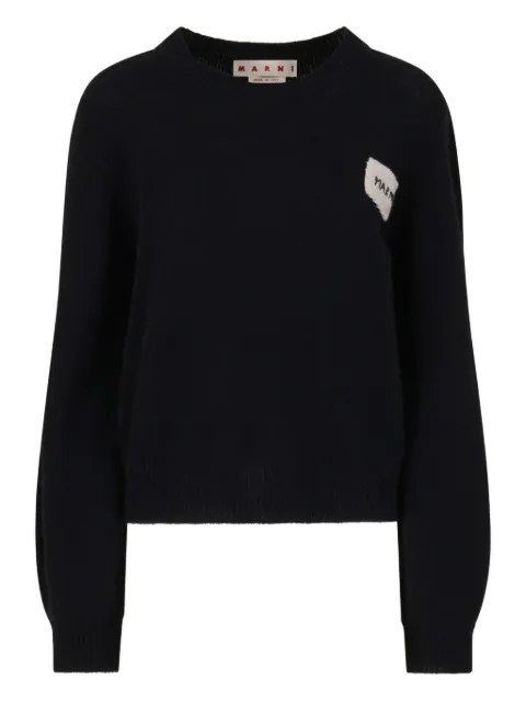 Marni black cashmere sweater with Marni Mending appliqué Black GCMD0505Q0UFX325