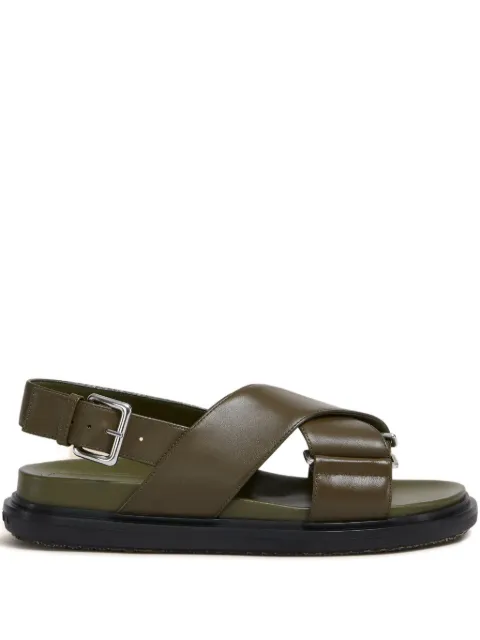 Marni leather Fussbett sandals Green FBMS015701P3614