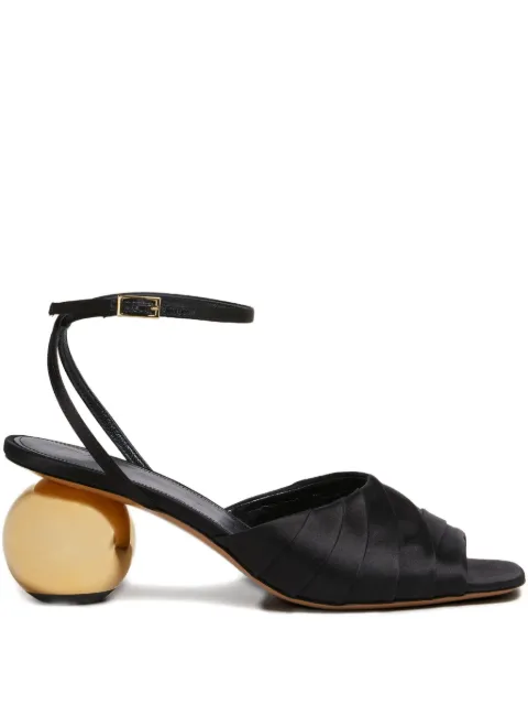 Marni folded satin sandals with spherical heel Black SAMS029507P7405