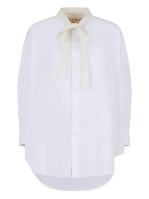 Marni poplin shirt with bow White CAMA0653QSTCY67