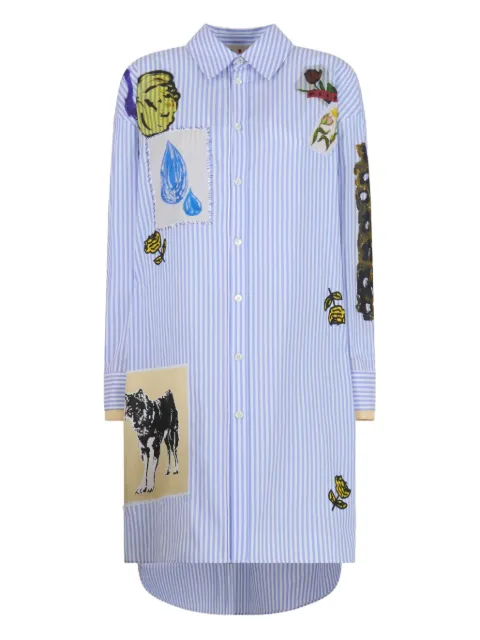 Marni graphic-patches striped shirt dress Blue ABMA1430SXUSCY28