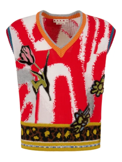 Marni intarsia-knit sleeveless sweater White CVMG0146Q0UFWH94