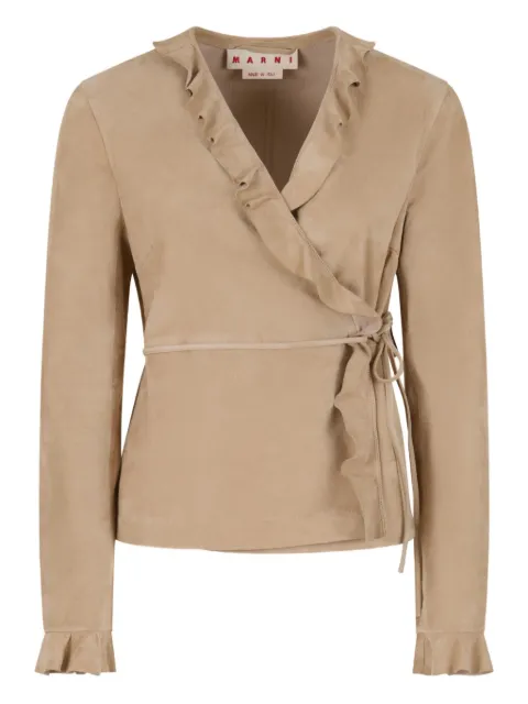 Marni ruffled wrap jacket Neutrals GIMX0306A0ULA761