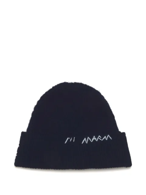 Marni wool-cashmere beanie with mending-embroidery Blue CLZC0170Q0UFZ351