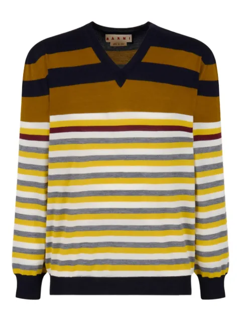 Marni striped V-neck sweater Yellow CVMG0147Q0UFW537