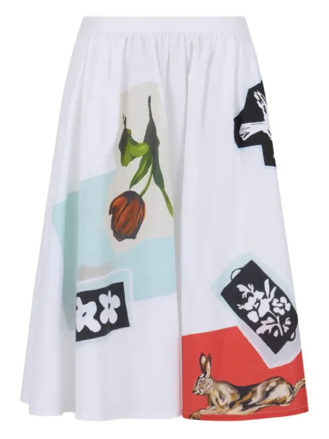 Marni patchwork-design midi skirt White GOMA0775SXUSCY29
