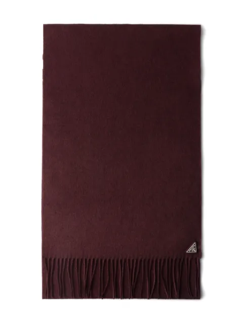 Prada triangle-logo fringed scarf Red 2FS0652COP