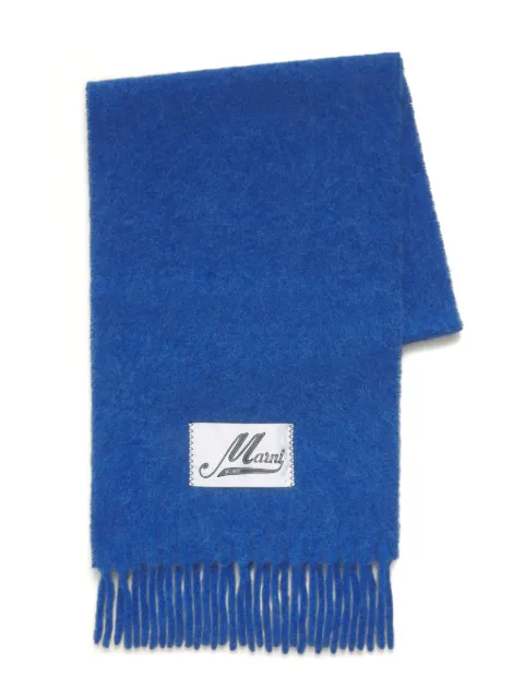 Marni brushed alpaca-blend scarf with fringes Blue ASZC0005A0UTW918