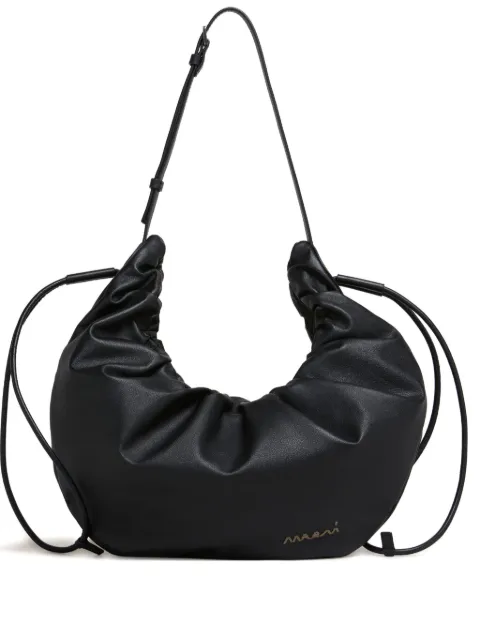 Marni leather Scrunchie small shoulder bag Black SBMQ0115U0P8548