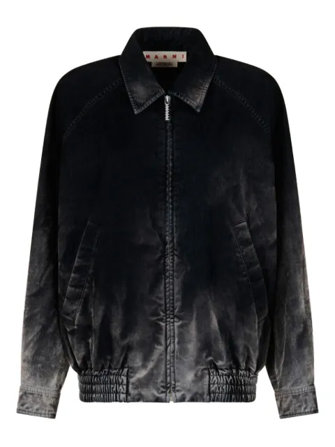Marni washed zip-up bomber jacket Black JKJD0367A0USCY24