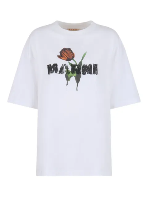 Marni flower-print T-shirt White THJET49P18USCY31
