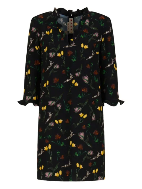 Marni floral-print ruffled mini dress Black ABMA1473A0UTVA52