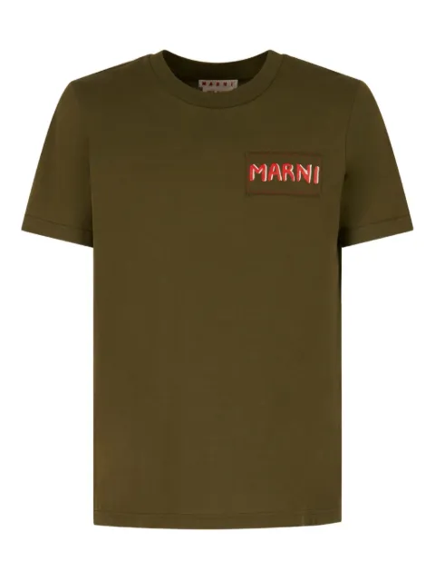 Marni logo-patch T-shirt Green HUMU0198X0UTC446