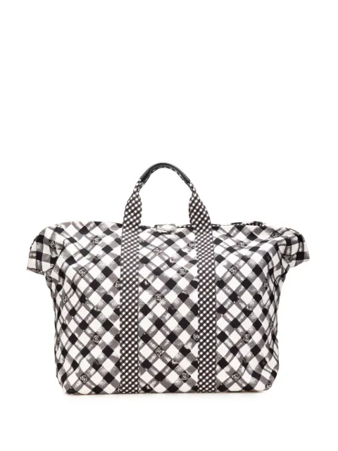 CHANEL Pre-Owned 2010-2011 Printed Canvas Gingham Weekender tote bag Black PQIIZ3ZX2WS1KG89