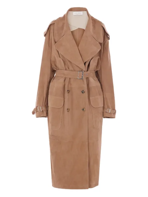Niccolò Pasqualetti chain-detailed suede trench coat Brown NP07C001SUEDCAMEL