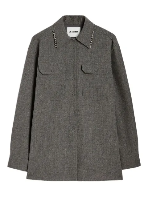 Jil Sander pearl-embellished button-up shirt Grey J03DL0210J41557