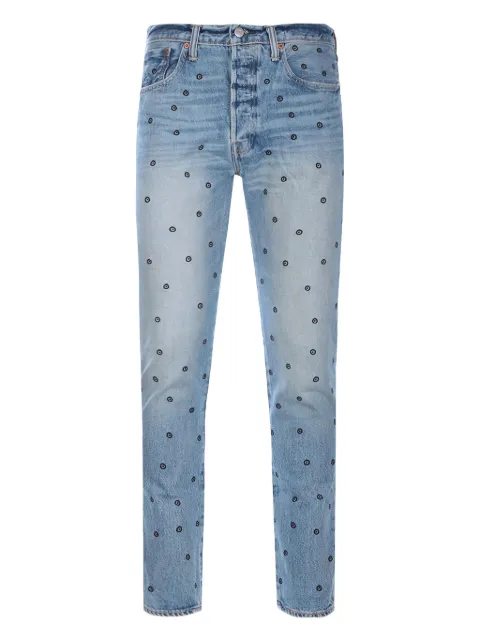 Levi's embroidered cotton jeans Blue 501JEANSMAN