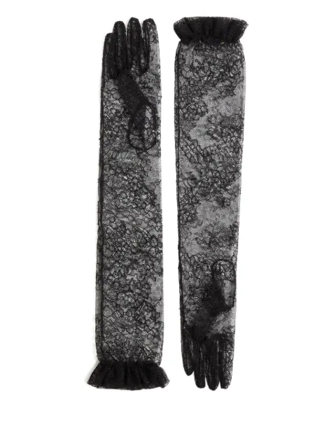Valentino Garavani VLogo Signature ruffled lace gloves Black WGD00NYCC