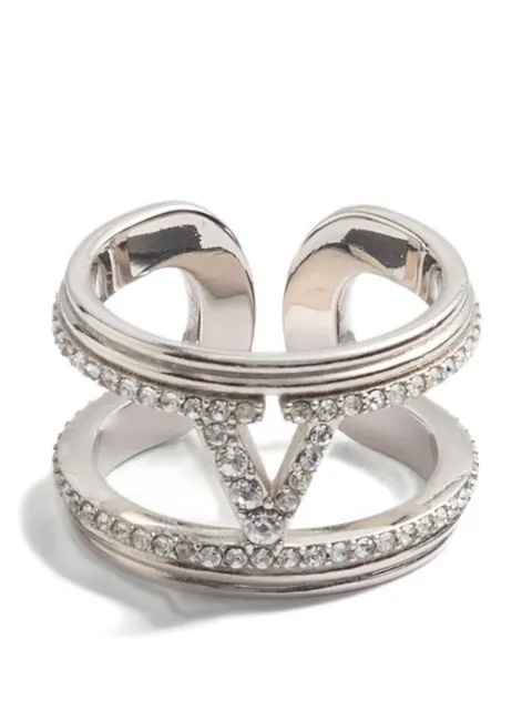 Valentino Garavani Ovalette metal and Swarovski® crystal ring Silver WJ0Y58QEU